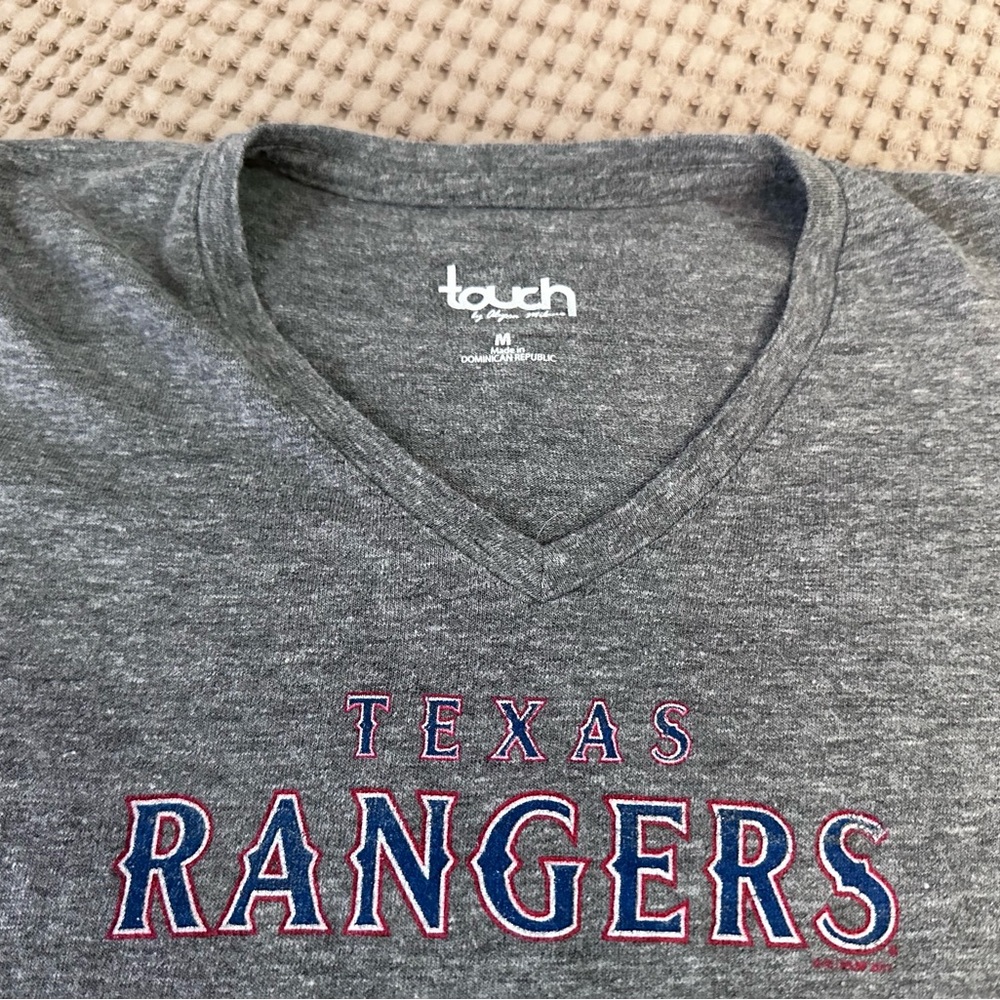 Texas Rangers Women’s Heather Gray V-Neck Tee MLB Baseball